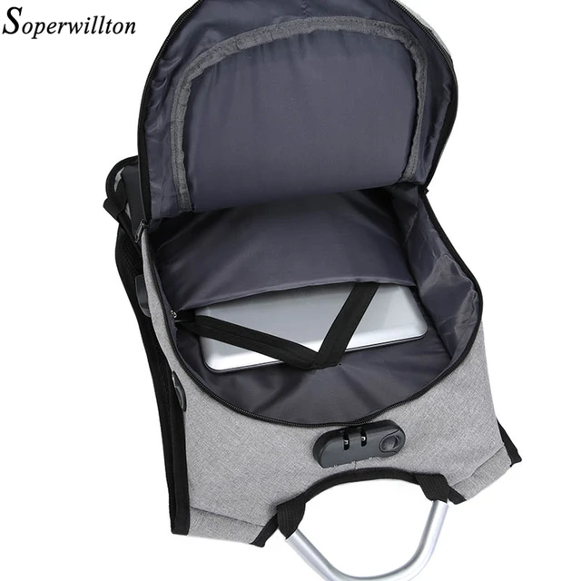 Soperwilltion Men's Backpack Anti Theft Waterproof 15.6" Laptop Backpack bag Male Female Teenage Student bagpack Travel bag 1235