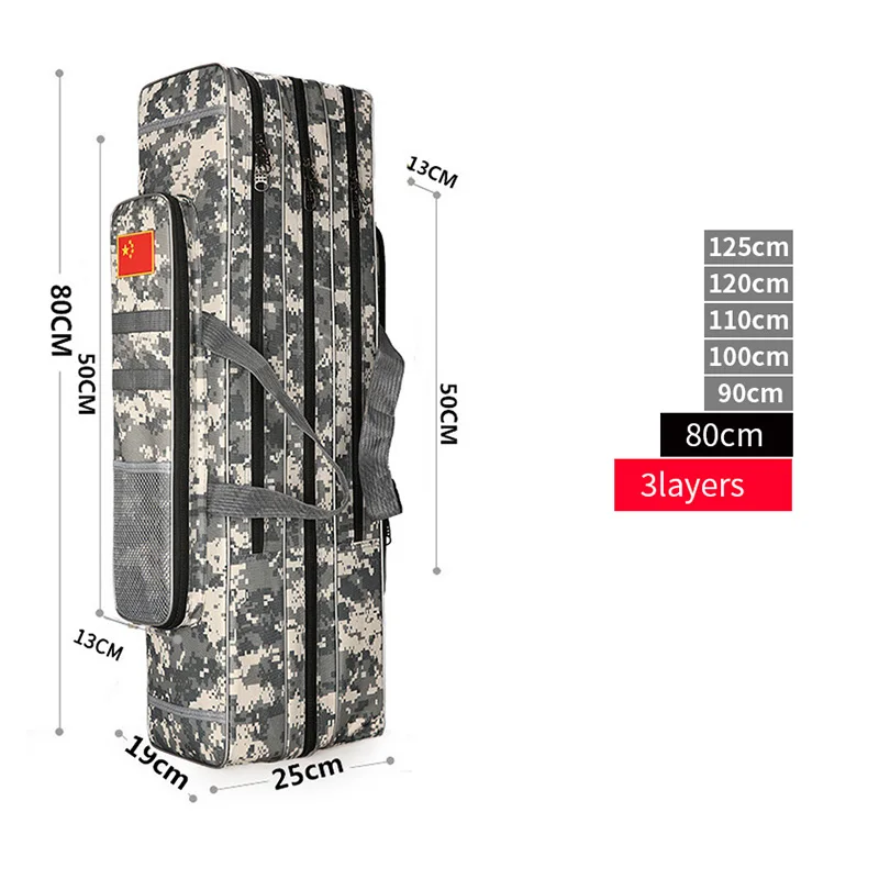 2/3 слой 80/90/100/110/120/125 см рыбацкая сумка из ткани Оксфорд для рыболовной удочки сумка для рыболовных снастей, сумки для путешествий, сумки для XA86G - Цвет: 3 Layer 80cm