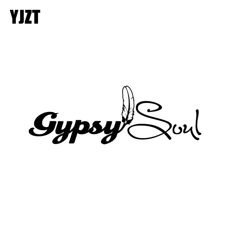 

YJZT 15.9*5.4CM Fashion GYPSY SOUL FEATHER Black/Silver Vinyl Decals Car-styling Car Stickers S8-1551