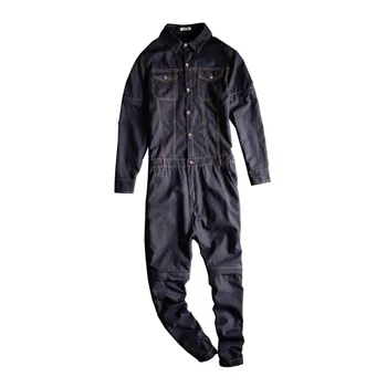 

Brand 2017 New Men's casual full sleeve detachable denim overalls Pockets cargo long jeans Black Blue Jumpsuits
