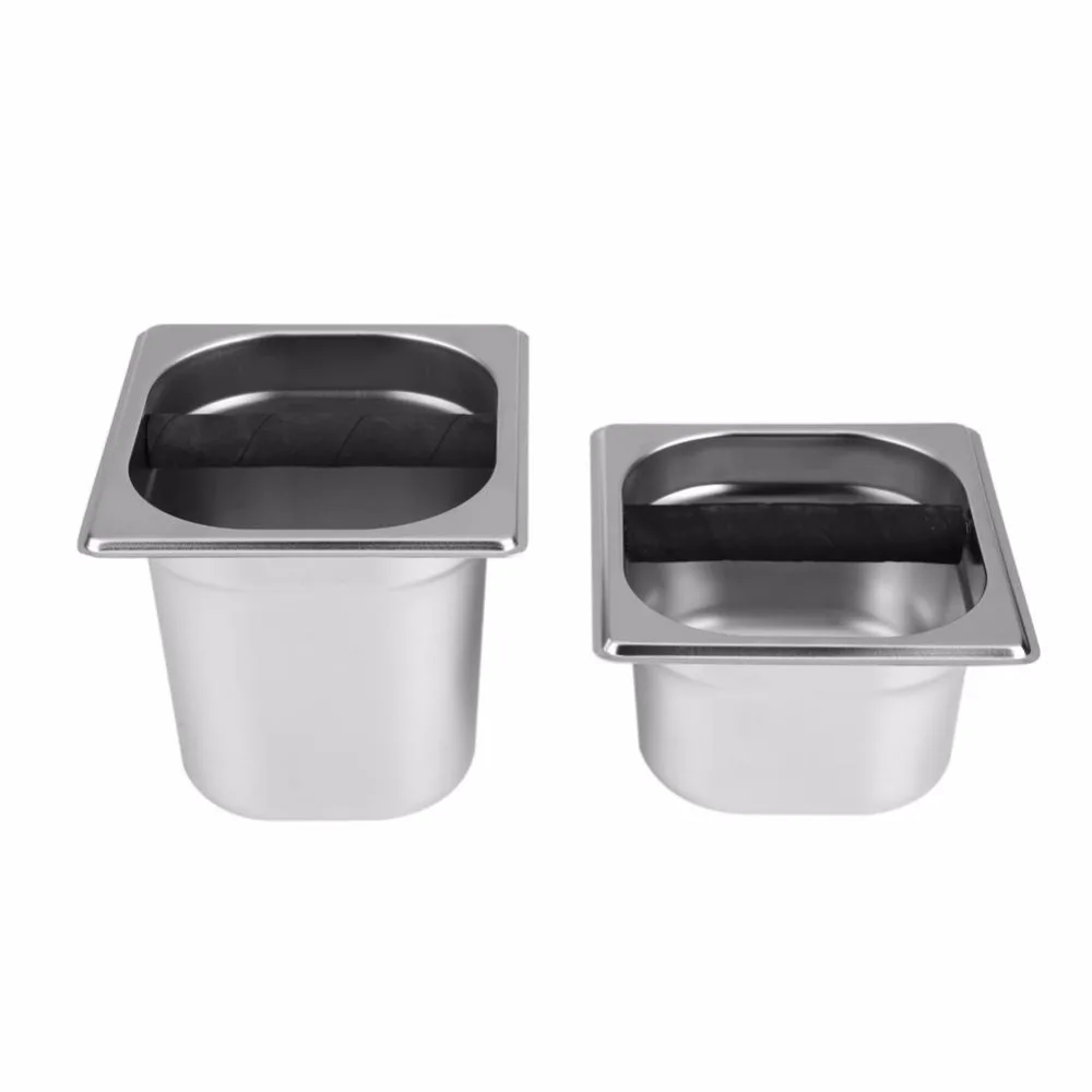 

Stainless Steel Espresso Coffee Knock Box With Rubber Container Coffee Grounds Container Coffee Bucket For Barista S/L Sizes