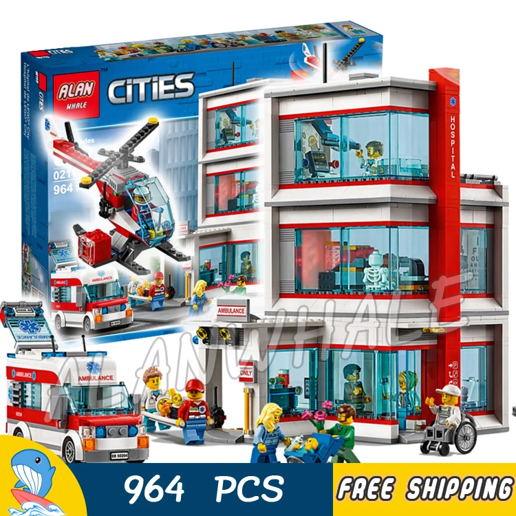 

964pcs City 3-level Modular Hospital Helicopter Ambulance X-ray 02113 Model Building Blocks Toys Bricks Compatible With lego