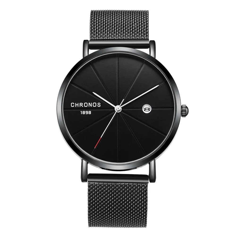 

CHRONOS High Quality Watch Men Fashion Quartz Clock Steel Mesh Belt Mens Watches Top Brand Luxury Business Watch