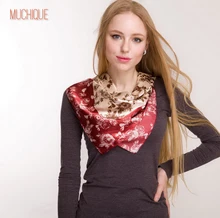 Muchique 2017 Women Neckerchief Scarf Foulard 90cm Square Scarves LadiesLightweight Scarf Floral Wrap Floral Printed Scarfs