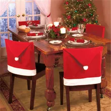 100 шт. крышка стула Санта-Клауса, Рождественский обеденный стол вечерние красные шляпы, чехол для спинки стула, рождественские украшения
