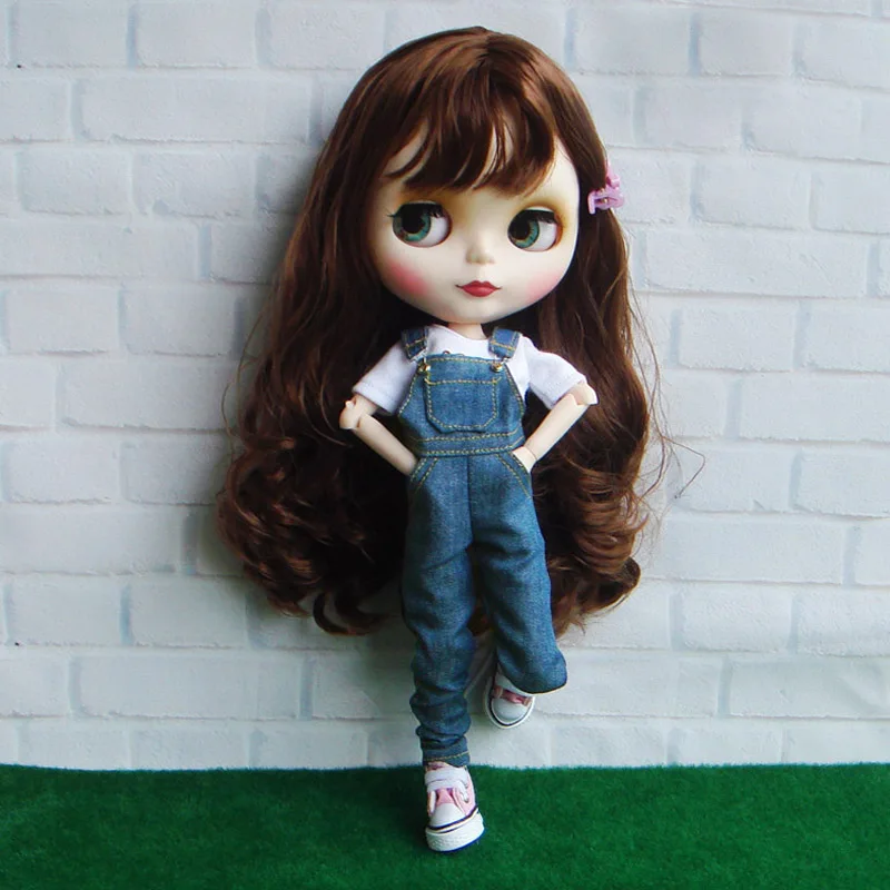 

1PCS Fashion Doll's Denim Overall Bib Pants for Blyth, OB, Licca, Barbies, 1/6 BJD Doll Clothes Accessories