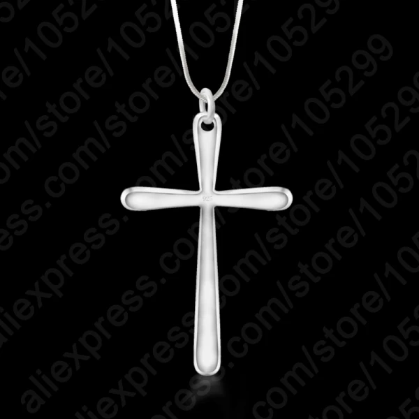 Hot Sale Women/Men Jewelry Wholesale Trendy 925 Sterling Silver  Cross Pendant Necklace Punk Style Jewelry for Party