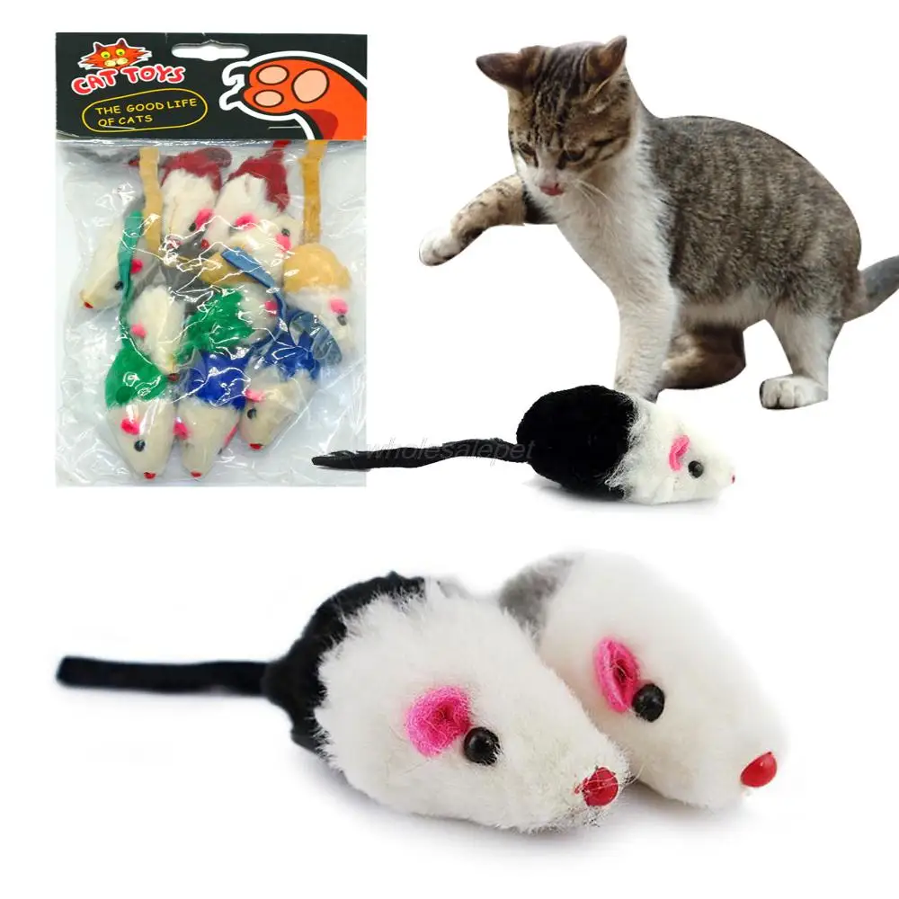 10 pcs False Mouse Toy Cat Mice Animal Toys  Kitten Playing Training Funny Toys  Random Colors