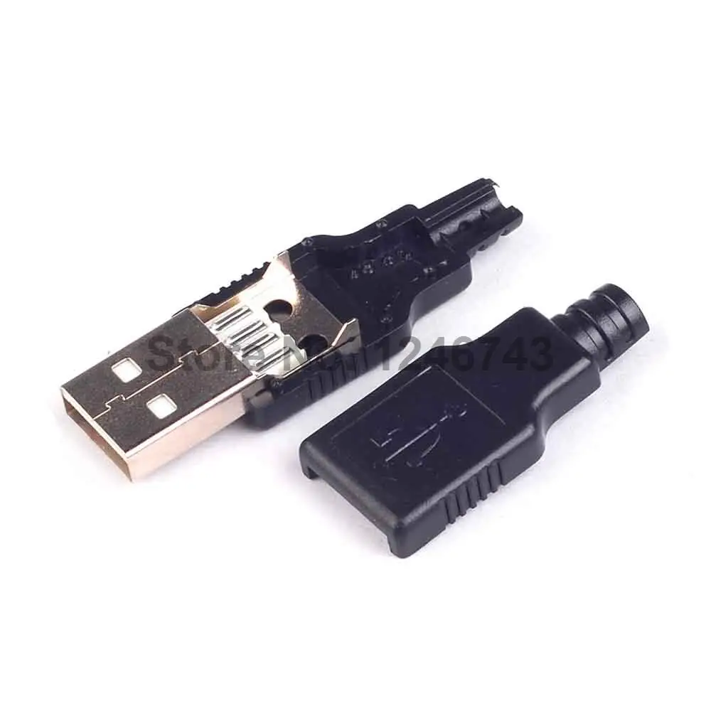 

10PCS USB Male Head Type A Male Head Plastic Shell DIY Three-piece