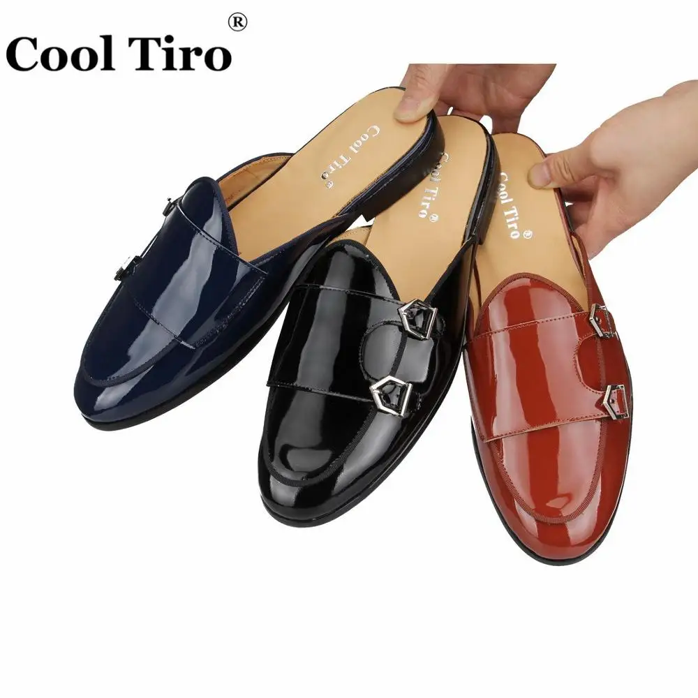 patent leather men slippers