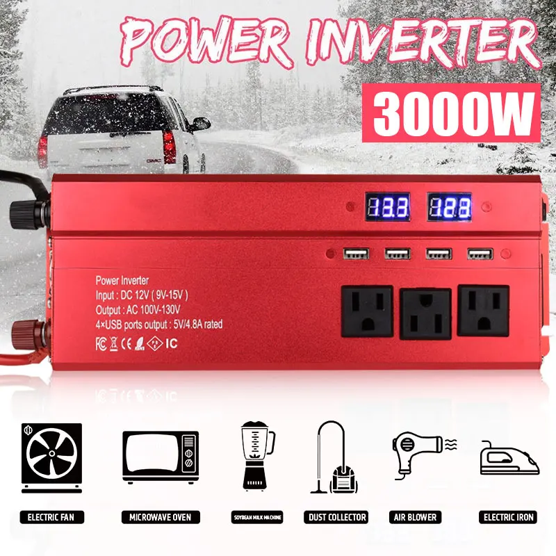 

3000W Peak Auto Inverter Car Inverter High Performance Portable Charger Adapter Solar Power Inverter for Supply Drop Shipping