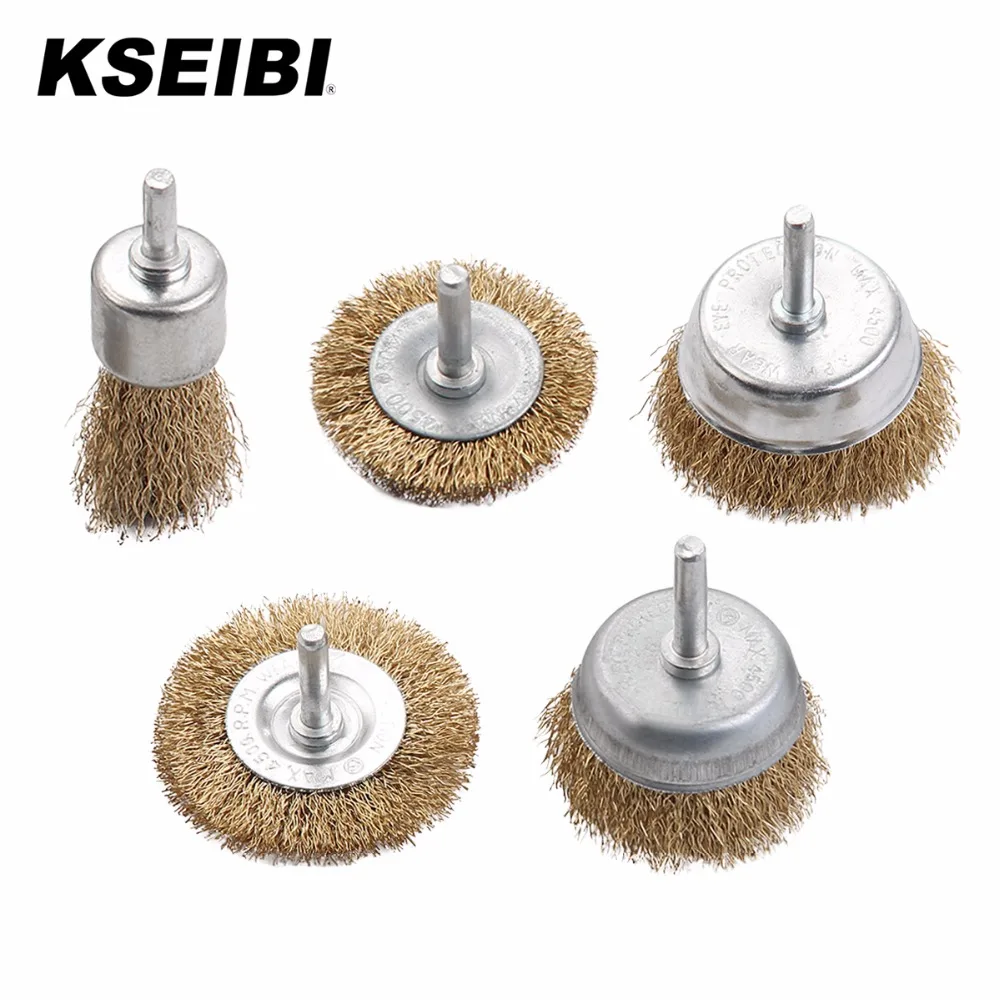 5Pc 3Crimped Stainless Steel Wire Wheel Brush 6mm Shank for Angle Grinder Crimped Wire Mounted Brush Rotary Tool