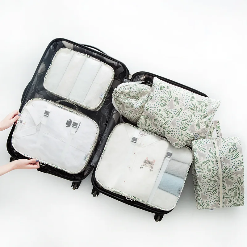 

Travel Portable Storage Bag For Toiletries Shoe Cloth Luggage Organizer Suit With Buckle 7pcs/set Waterproof Closet Organizer