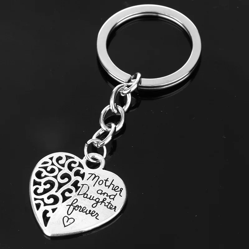 Mom And Daughter Forever Love Keychain Openwork Heart Pendant Key Ring Permanent Love For Mom