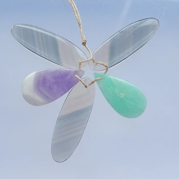 

Wholesale 5Pcs Chrysoprase Flourite Amethyst Water Drop Shape With Oval Shape Fashion Pendants