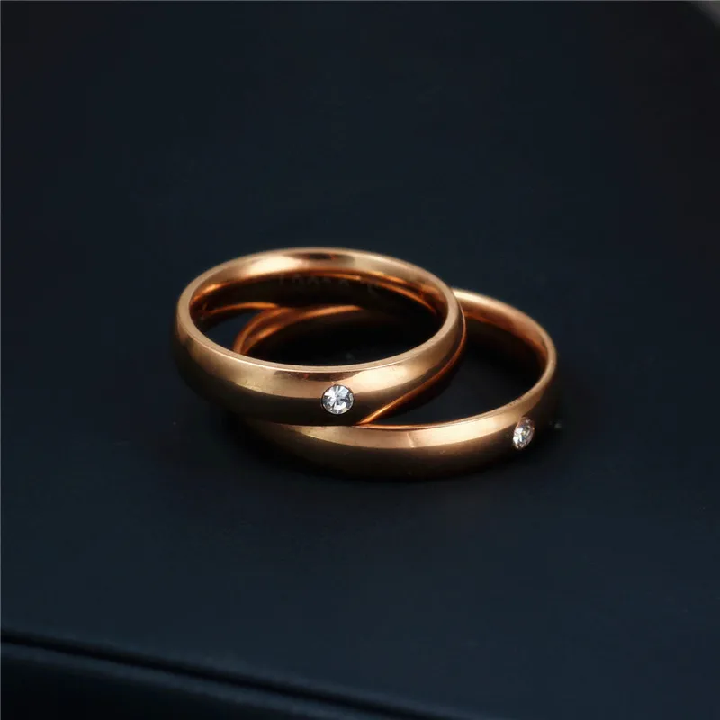 Stainless Steel Zircon Rings 4mm for Men and Women Engagement Wedding