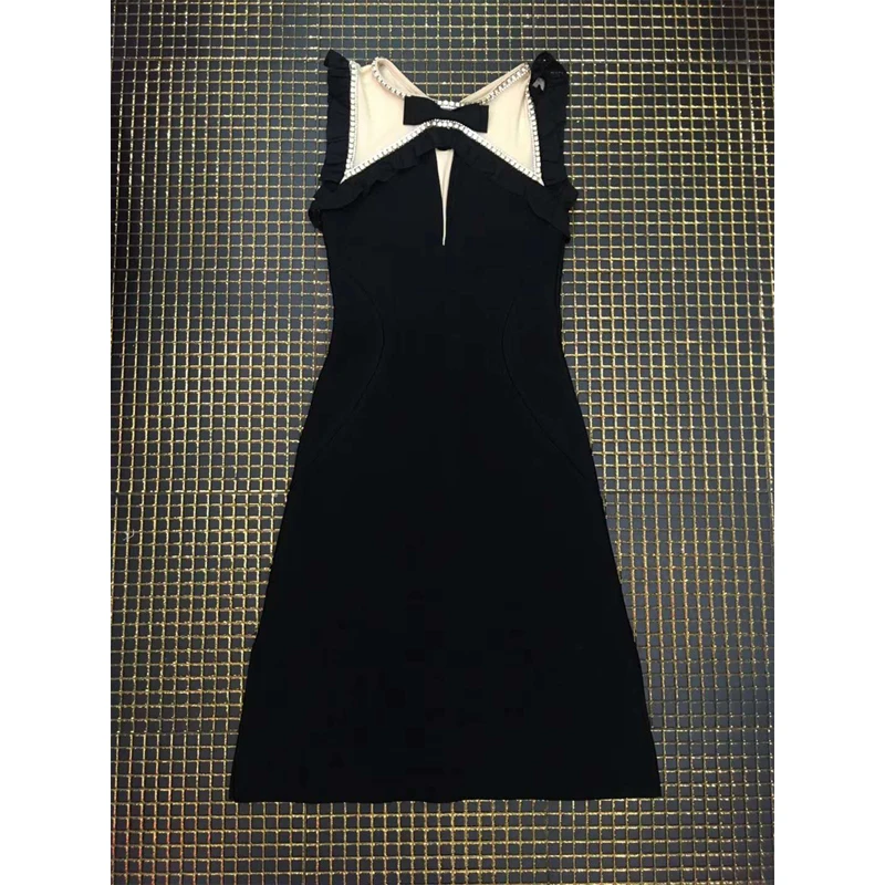 De Negro Vestido Moda Noche Mangas Patchwork Fiesta Al Sin Rebordea Malla Que Calidad Elegante Por Alta Mayor Bandage wrqqIE4nxX