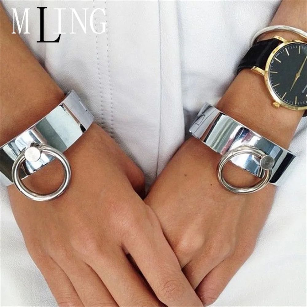 MLING Bijoux, модные, серебряные, в стиле панк, хип-хоп, манжеты, широкие браслеты, браслет на руку для женщин, ювелирные браслеты и браслеты