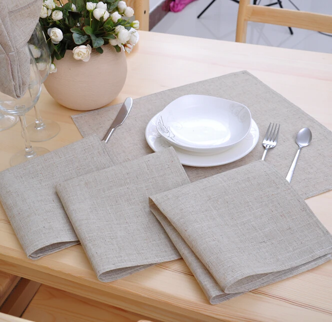12 Pcs/lot Linen Napkins Poly Linen Cloth Table Dinner Napkins 42*42CM