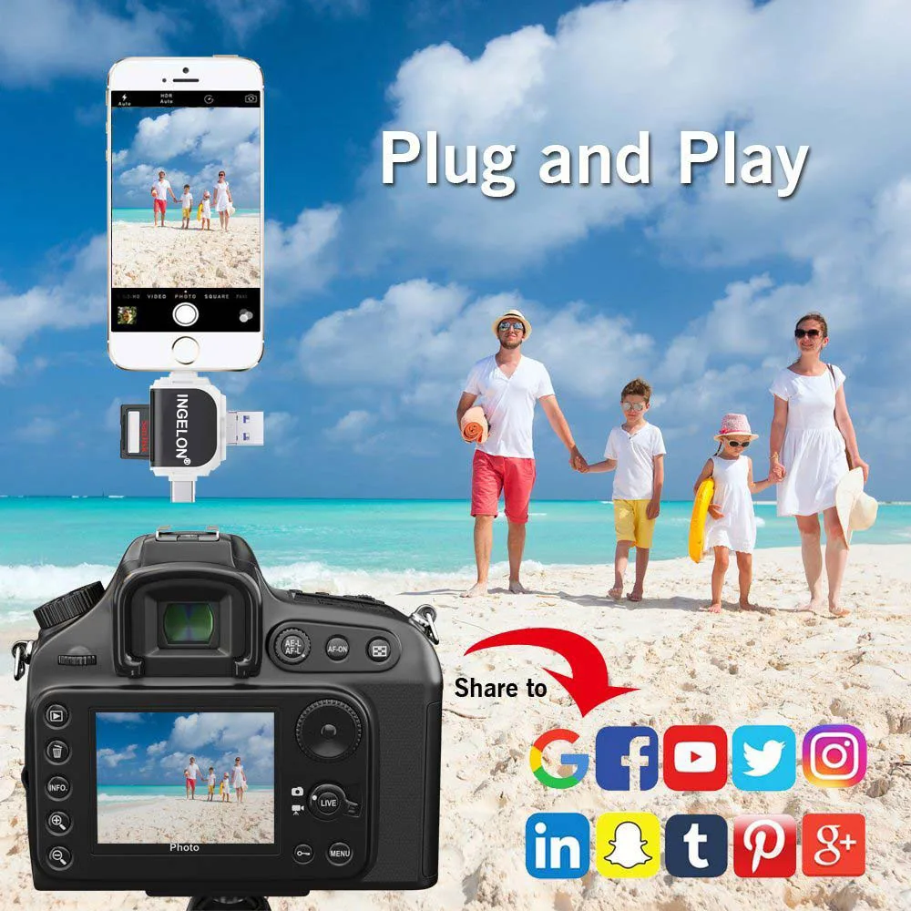 Ingelon SD Card reader xqd lector tarjetas idragon Cardreader laptop accessories Plus micro sd 16GB kart okuyucu USB OTG Adapter Ingelon SD Card reader xqd lector tarjetas idragon Cardreader laptop accessories Plus micro sd 16GB kart okuyucu USB OTG Adapter