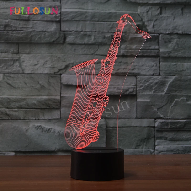 Светодиодный ночник саксофон USB 3D лампа 7 цветов Сенсор 3D Спальня атмосфера украшения подарок