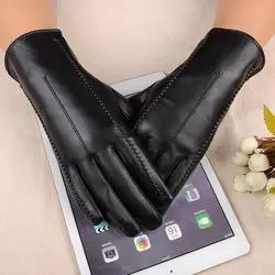 Сенсорный экран PU кожаные перчатки Для женщин зимние варежки теплые перчатки для зимняя женская обувь перчатки guantes mujer европейский стиль