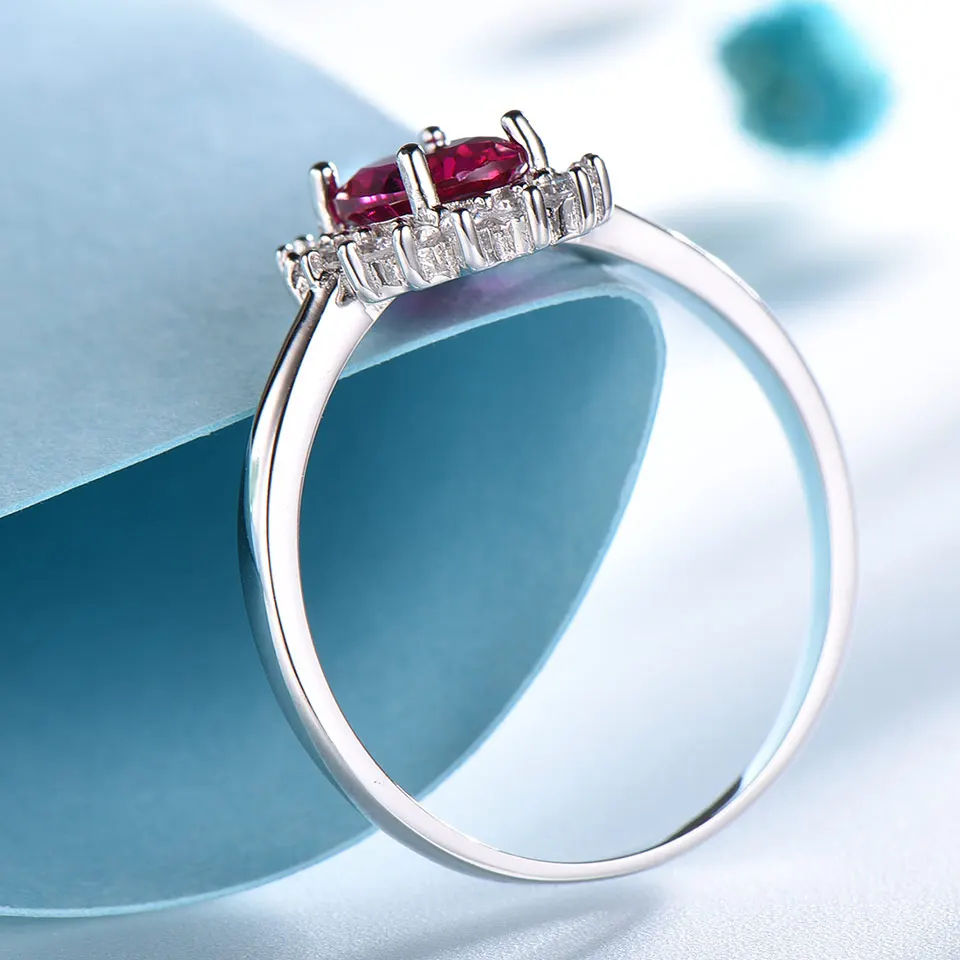 UMCHO, настоящее 925 пробы, серебро, нано, красный драгоценный камень, рубиновое кольцо для женщин, Принцесса Диана, свадебные, Обручальные, вечерние, подарок, хорошее ювелирное изделие