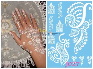 1 шт., для удаления индийской хны, татуировки, наклейки J027, поддельные крылья, муха, Феникс, Временные татуировки, белые чернила, Mehndi, хна, паста, бумага - изображение