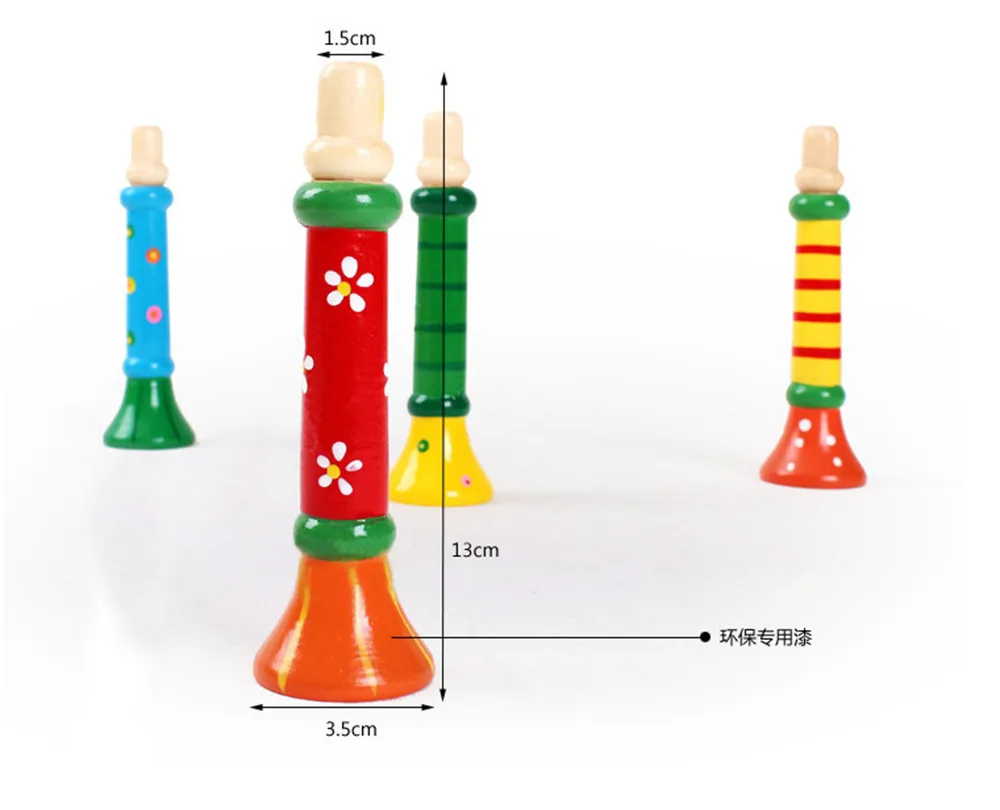 Новое поступление детские деревянные игрушечный музыкальный инструмент труба Hooter Bugle игрушечная суона