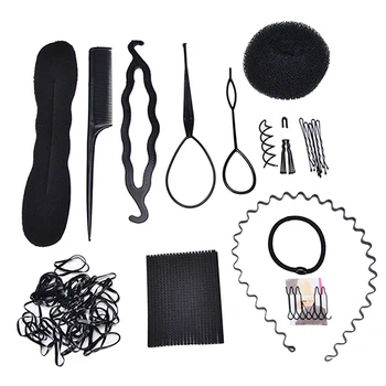 

Hot Selling 13Pcs DIY Styling Tools Hair Braider Magic Twist Bun Comb Pins Clips Sponge Roller Maker Styler For Girl Women