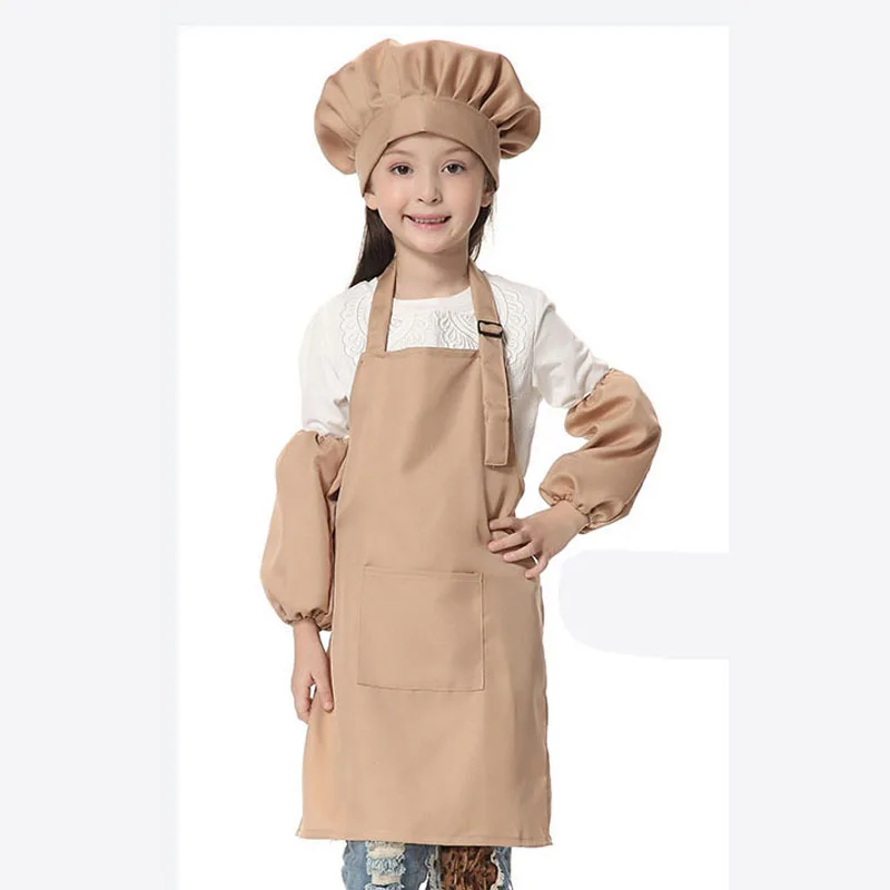 Childrens Kids School Cooking Craft Apron Front Pocket Baking Plain Kitchen