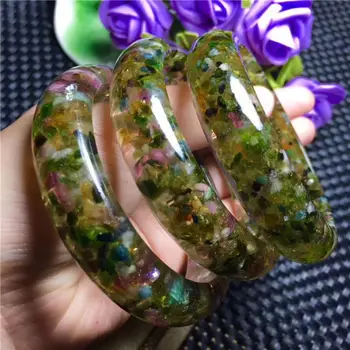 

Free Shipping Natural Green Tourmaline Crystal Woman Bangle Inner Diameter 58-60mm AAAA