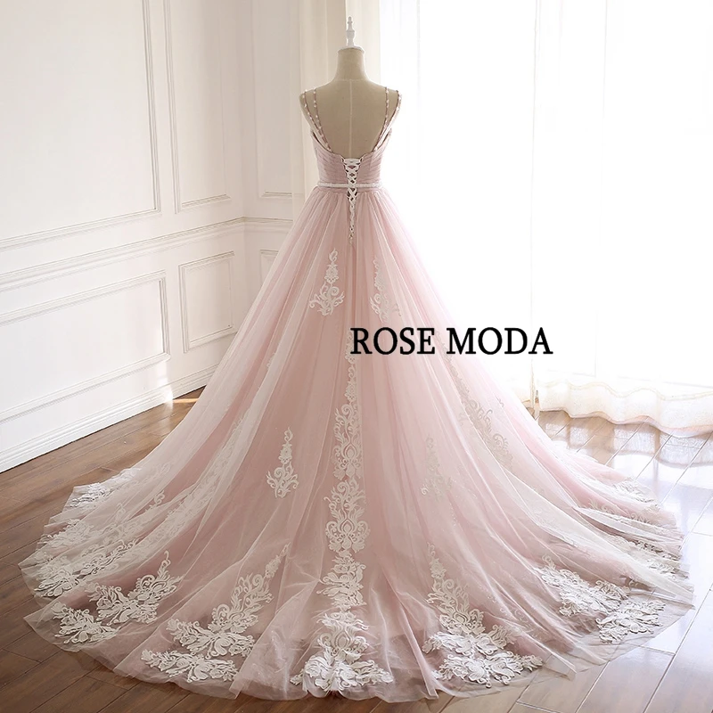 de casamento lindo rosa com decote em