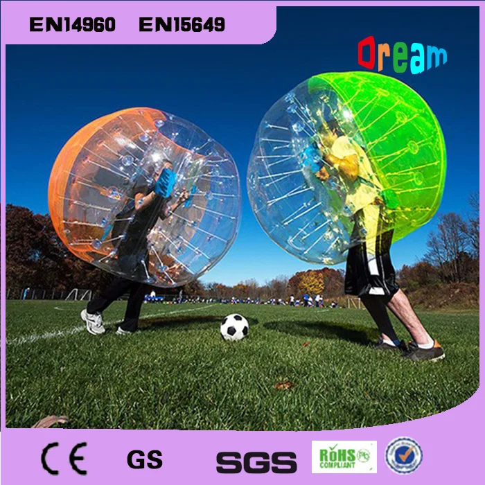 Бесплатная доставка ТПУ Прозрачный 5 футов 1,5 м Диаметр надувной бампер мяч человека молоток мяч соккер, футбол в пузырях открытый Zorb
