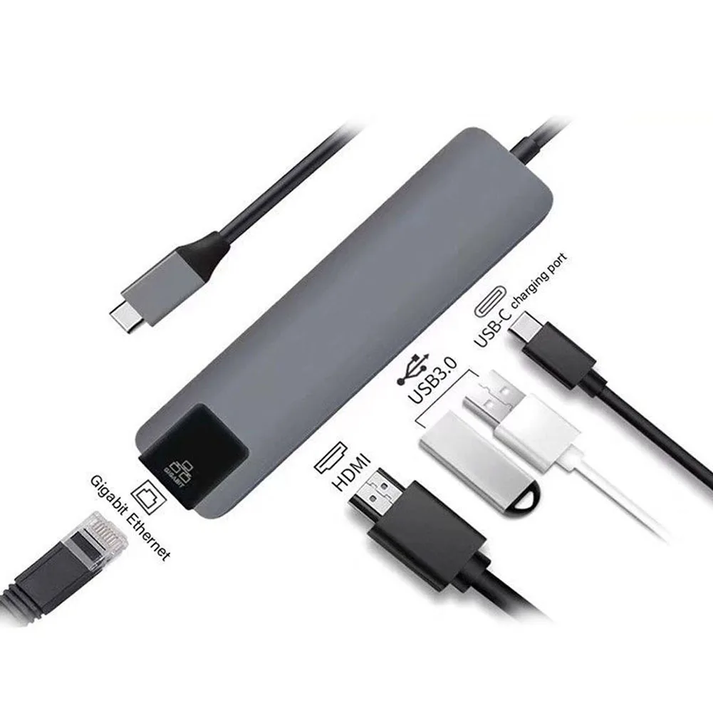 SUPER 5 en 1 USB tipo-C HDMI 4 K Gigabit Ethernet Rj45 adaptador para MacBook pro - 4