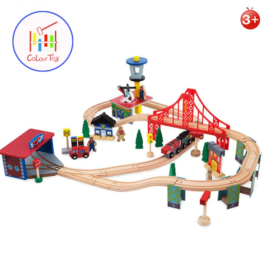

70pcs Train Toy Model Cars Wooden Building Slot Track Rail Transit Parking Garage Toy Vehicles Kids Gifts