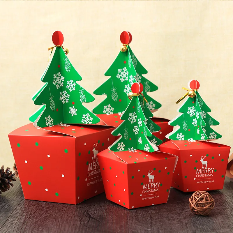 Christmas Tree Packing Box Cupcakes Dessert Cookies Candy Gift Apple