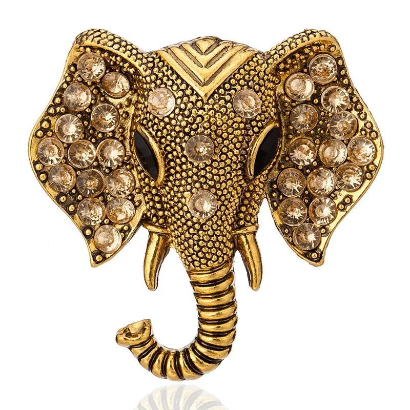 

Luxury Rhinestone Elephant Brooches For Women Men Gold Silver Color Animal Needle Pins Scarf Clip Corsage Brand Jewelry Bijoux