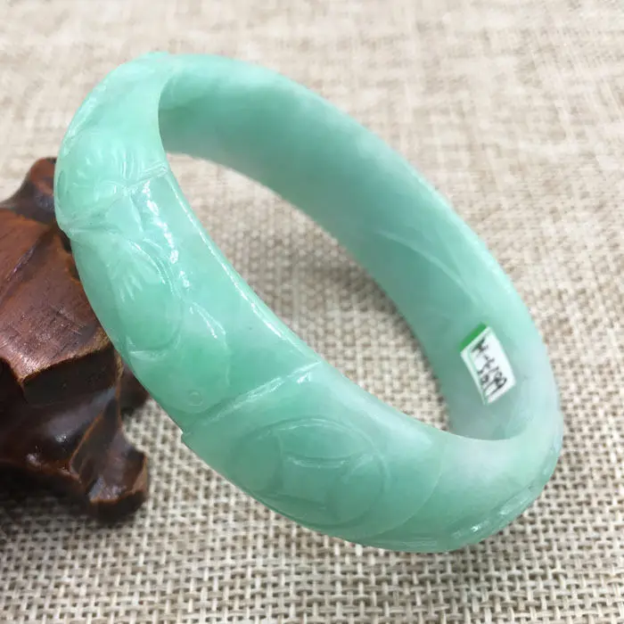 

Hot sell ->@@ A-5699 Vintage Chinese Hand-carved Green Jadeite Jade Gems Bracelet Bangle 58mm NEW -Top quality free shipping