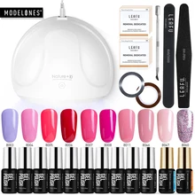 Modelones 18 шт./лот 24 Вт Светодиодная лампа УФ-гель для ногтей маникюрный набор Высокое качество светодиодная лампа для сушки ногтей Инструменты 10 шт. Полупостоянный набор гелей