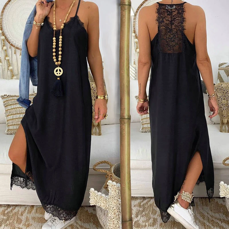 Кружевное Красное длинное летнее платье женская одежда Boho шикарные 2019 платья