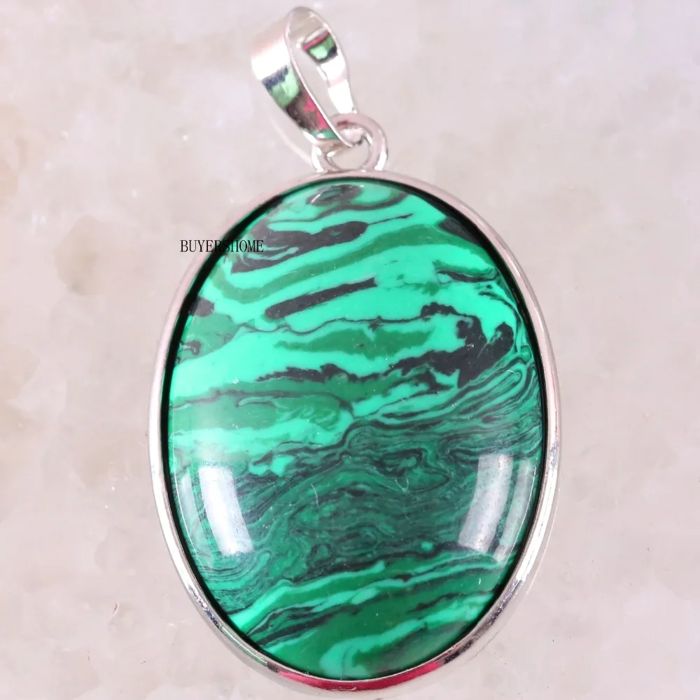 

Oval 35x25MM Natural Stone Beads Green Malachite Pendant Fit Necklace For Girls Women Jewelry Gift K660