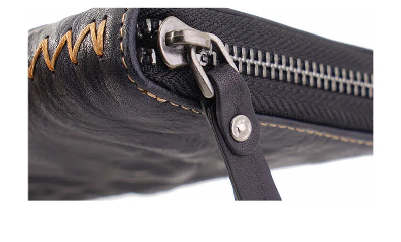 Мужской кожаный бумажник на молнии ручной работы в стиле ретро, модный мужской кошелек Carteira, новейший уникальный кожаный кошелек