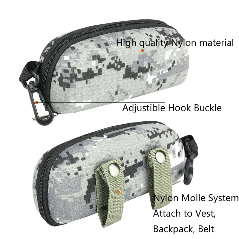 Tactical Camouflage Molle Sunglasses Box EVA Zipper Goggle Box Glasses Storage Case Outdoor EDC Eyewear Accessory Bag