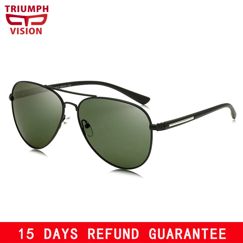 

TRIUMPH VISION Sunglasses Male Polarized Dark Green Lens Sun Glasses for Men UV400 Protection Pilot Shades Oculos Women