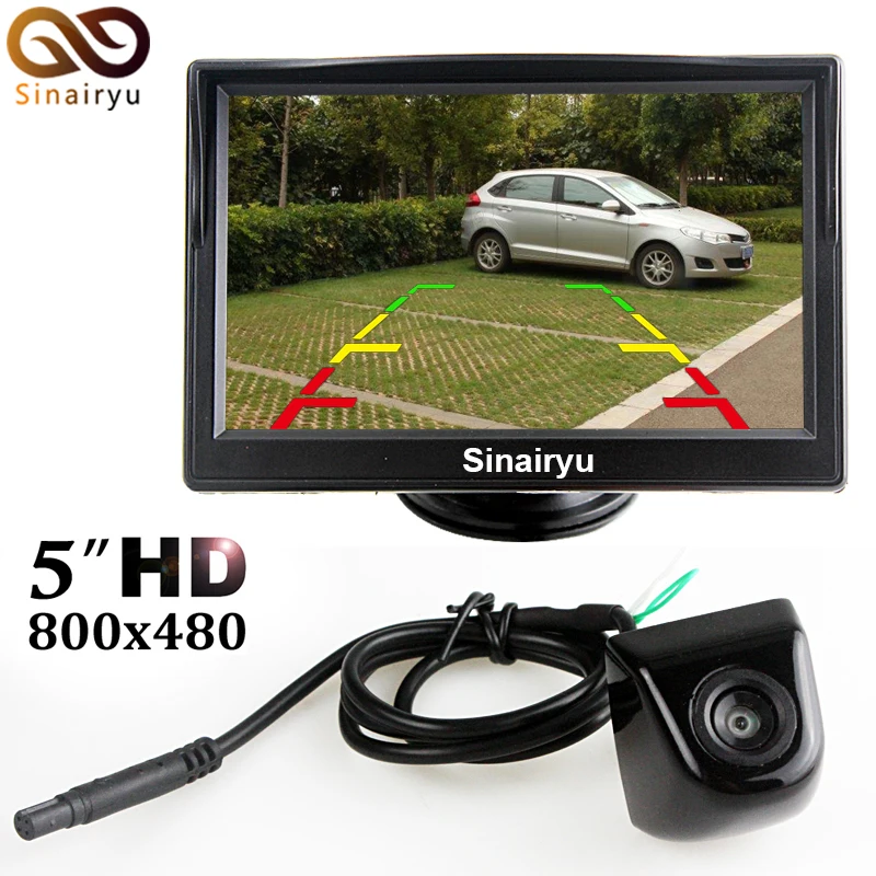 

High Resolution 5" Color TFT LCD 5 Inch Car Parking Monitor With Front Rear View Camera, Mirror Image Control And Parking Line