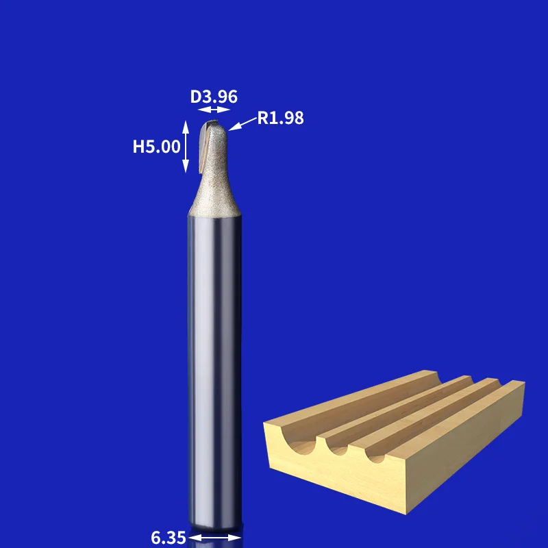 6,35 мм и 12,7 мм-1 шт., твердый карбид cnc деревообрабатывающий вставной маршрутизатор бит, круглое дно Древесины Гравировальный фрезерный резак, MDF Концевая мельница - Длина режущей кромки: 6.35 x 3.96