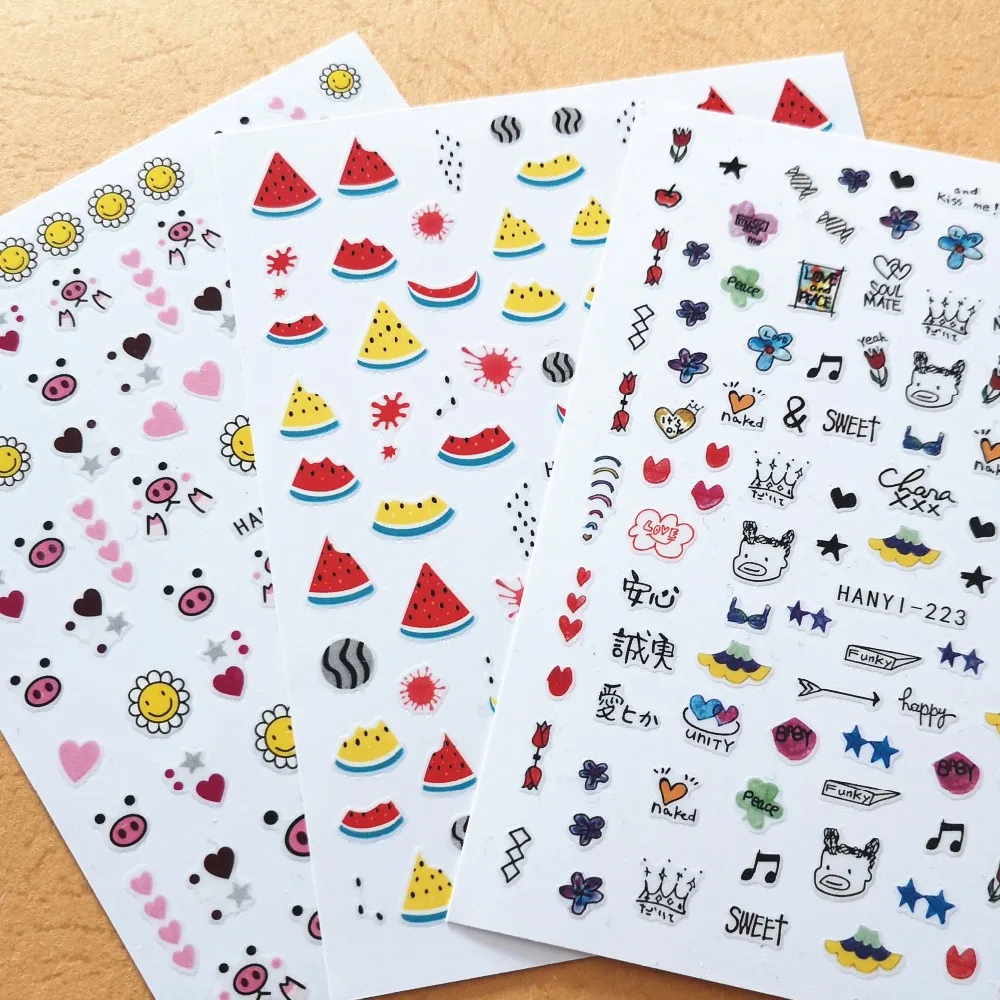 

Sales promotion Newest HANYI-229 3d nail art sticker self-adhesive nail decal stamping DIY nail decoration tools wraps