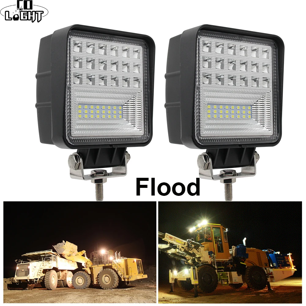 Online CO luz de trabajo fuera de carretera 63W inundación 4,3 Led luces antiniebla para Auto ATV tractor jeep camión SUV barco Led 12V 24V 4X4 accesorios