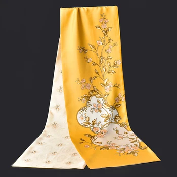 

100% Pure Silk Scarf Women Luxury Brand Print Shawls Wraps for Ladies Real Silk Hijab Natural Pure Silk Scarves Foulard Femme